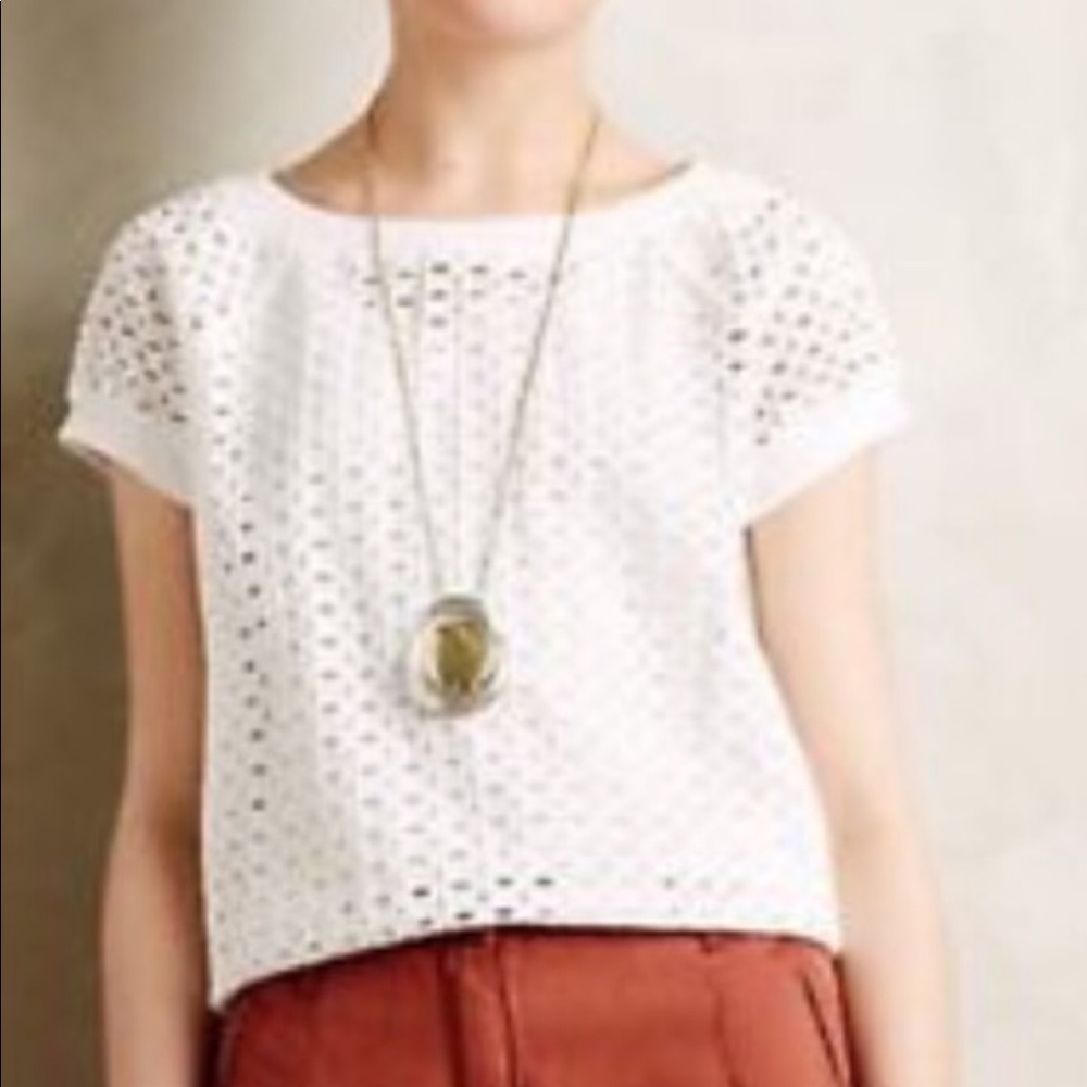 Anthropologie Weston Wear White Eyelet Top